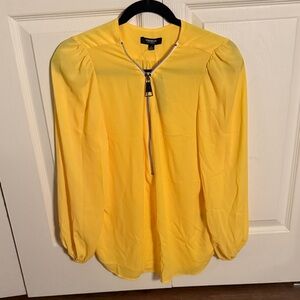 Premise Sunny Yellow Zip-Front Long Sleeve Blouse